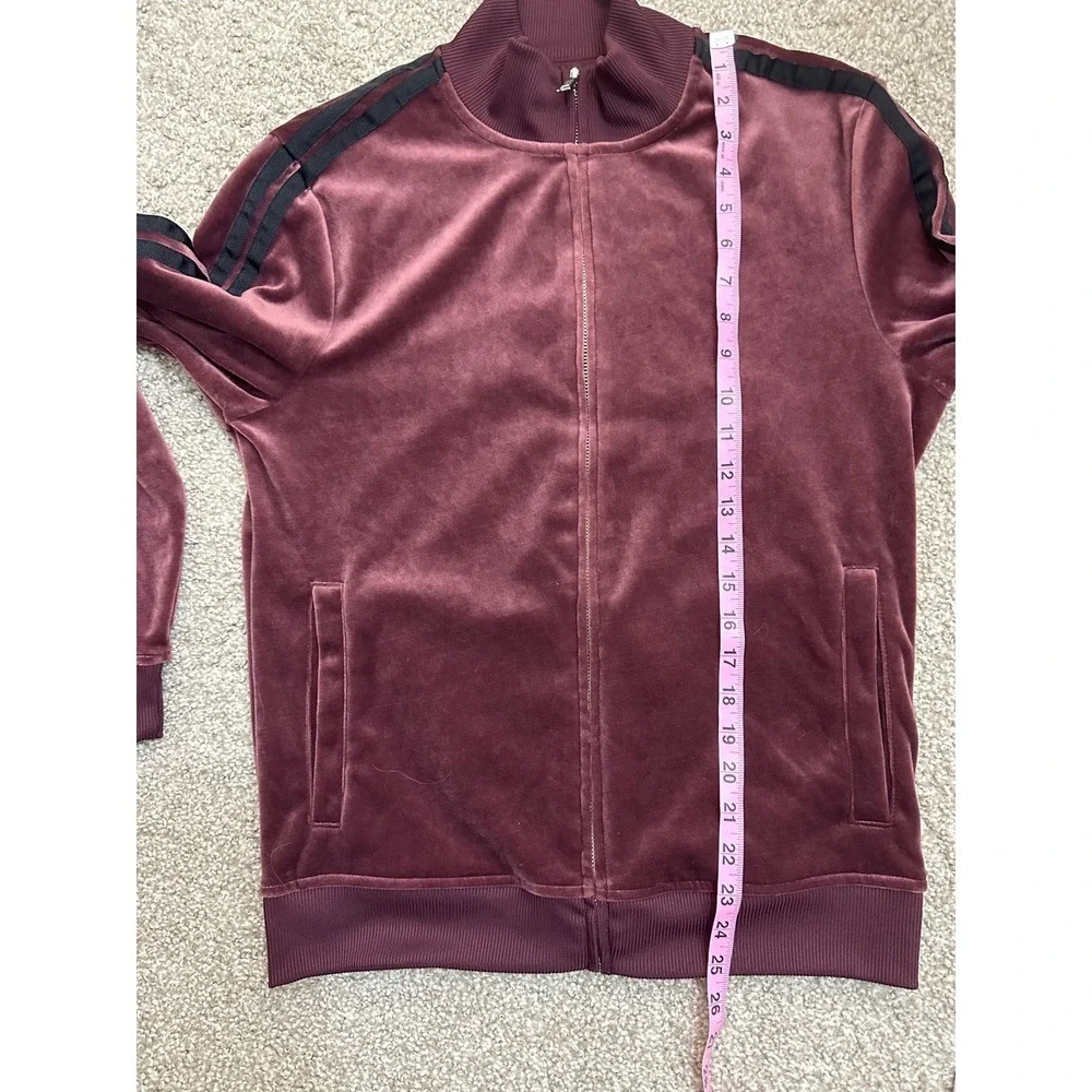 INC International Concepts Burgundy Velour Track Jacket‎ Striped Mens Size S